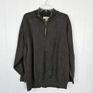 Mens XLT Tall Green Brown Cabelas 1/4 Zip Sweater Pullover Casual Layer